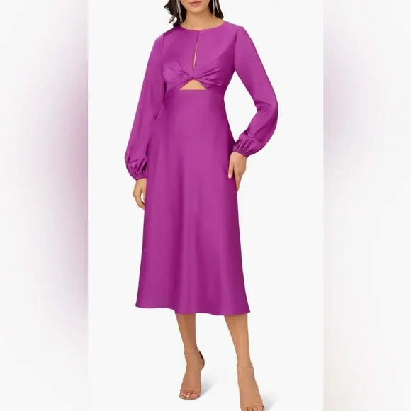 Liv Foster Women's Satin Cut-Out Midi-Dress - Wild Orchid - Size 12